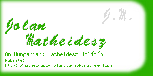 jolan matheidesz business card